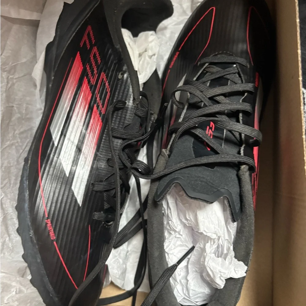Adidas Black and Red F50 League TF Shoes - Picture 1 of 4